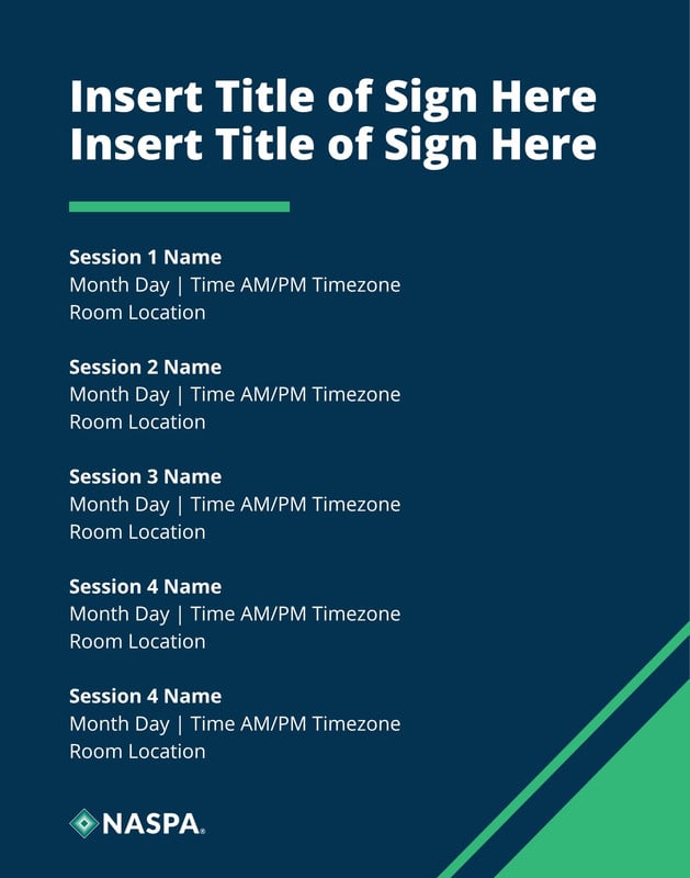 Sign - Session Schedule - Navy Full Bleed - 22x28 in Brand Template preview
